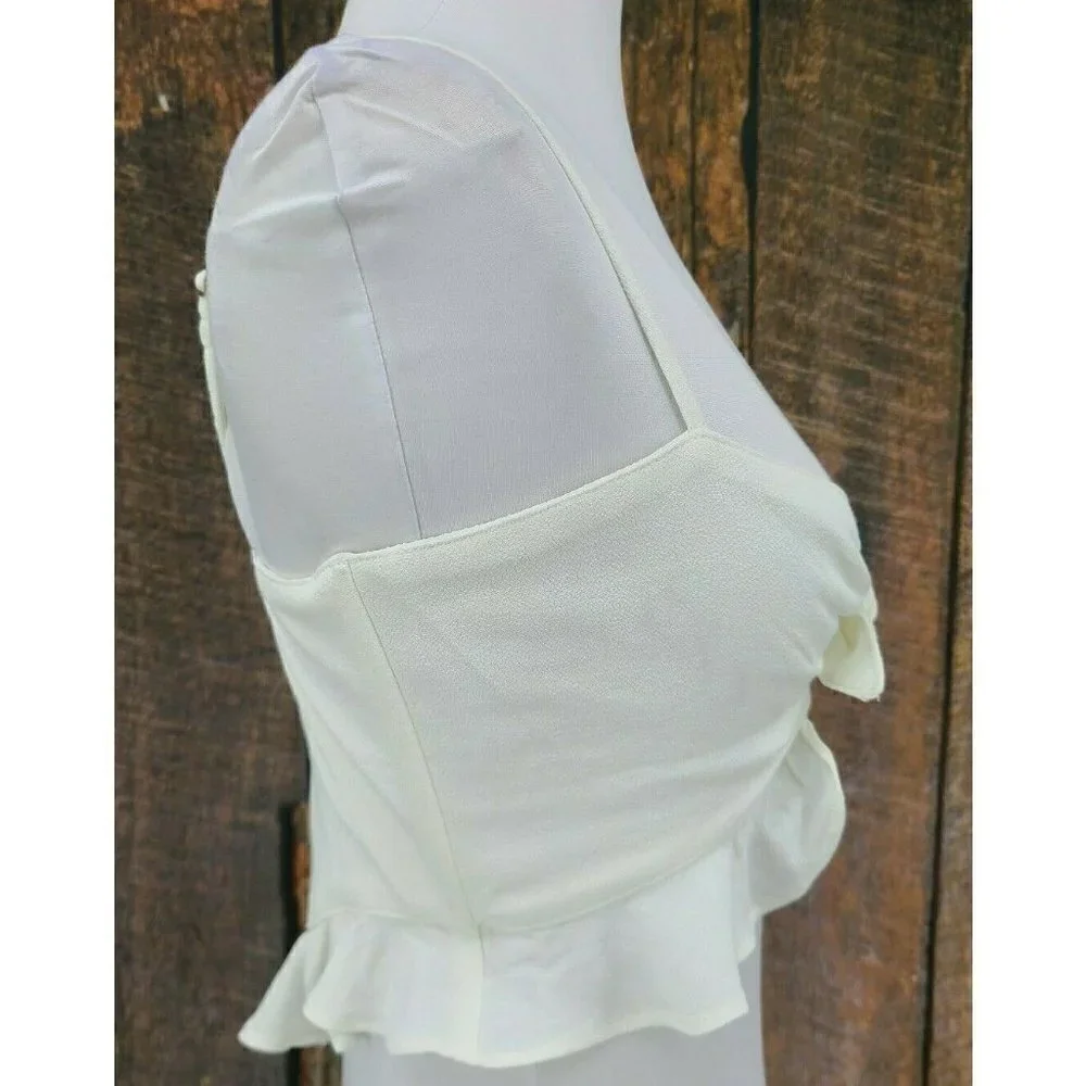 Flynn Skye White Tie-Front Crop Top